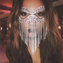 Load image into Gallery viewer, Tassel Veil Masks Women Headwear Rhinestone - AwakenYourYoniverse AwakenYourYoniverse type J silver color AwakenYourYoniverse
