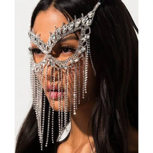 Load image into Gallery viewer, Tassel Veil Masks Women Headwear Rhinestone - AwakenYourYoniverse AwakenYourYoniverse type D silver color AwakenYourYoniverse
