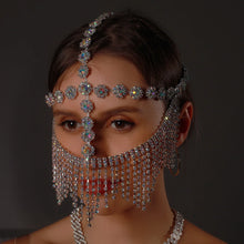 Load image into Gallery viewer, Tassel Veil Masks Women Headwear Rhinestone - AwakenYourYoniverse AwakenYourYoniverse type C silver color AwakenYourYoniverse
