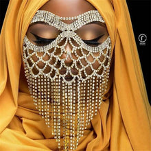 Load image into Gallery viewer, Tassel Veil Masks Women Headwear Rhinestone - AwakenYourYoniverse AwakenYourYoniverse type H glod color AwakenYourYoniverse
