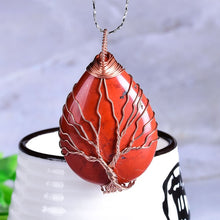 Load image into Gallery viewer, Natural Crystal Tree Of Life Pendant - AwakenYourYoniverse AwakenYourYoniverse Red jasper AwakenYourYoniverse
