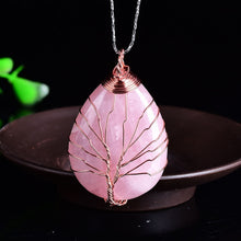 Load image into Gallery viewer, Natural Crystal Tree Of Life Pendant - AwakenYourYoniverse AwakenYourYoniverse Rose Quartz AwakenYourYoniverse
